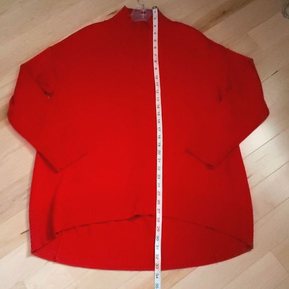 Eileen Fisher Mock Neck 100% Extra Fine Merino Wool Sweater Red Longer Oversized - Picture 15 of 16